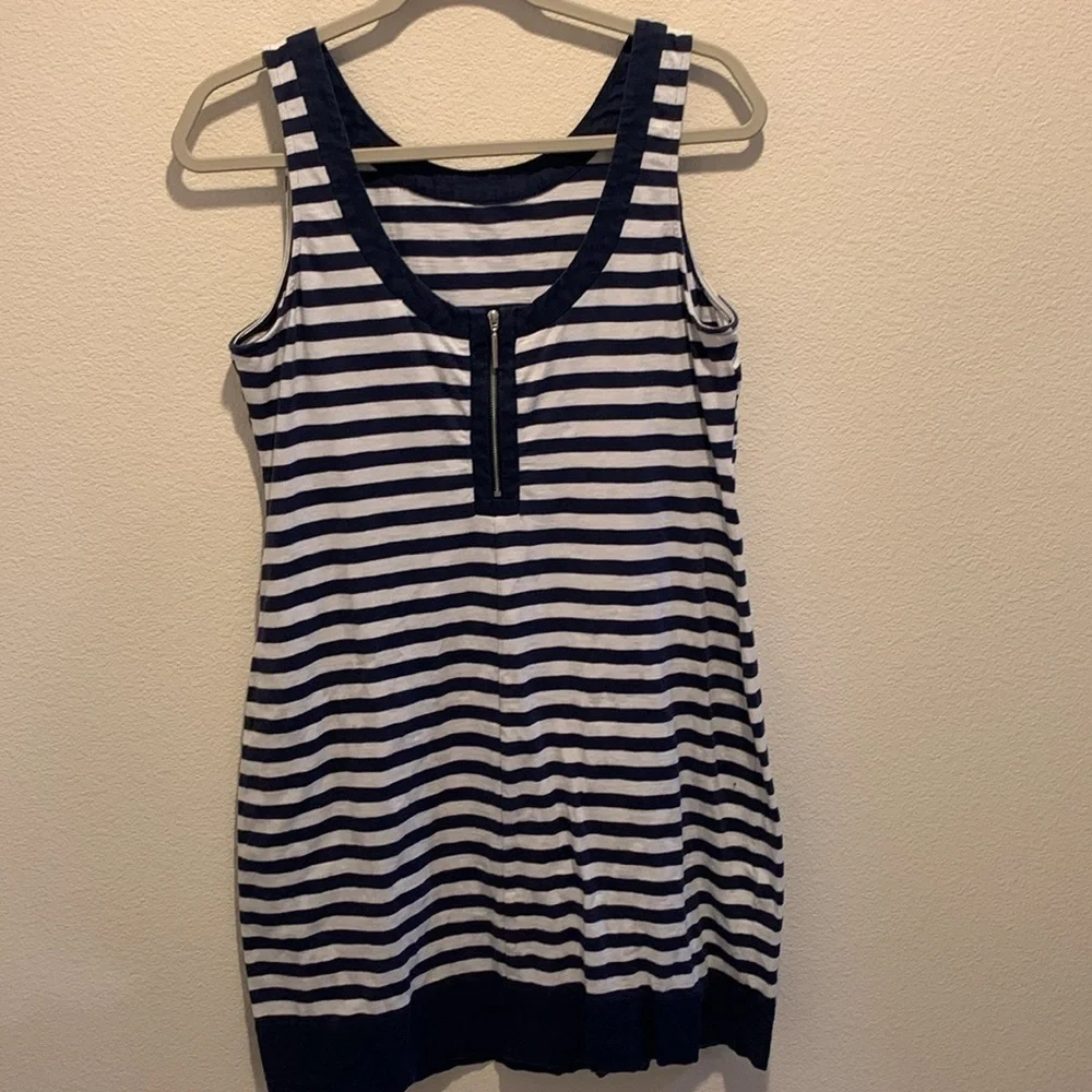 Tommy Bahama Womens Nautical Stripe Midi Dress.  Exposed Zipper/See measurements